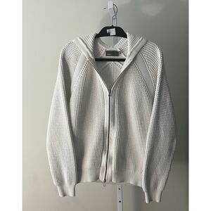 Vince Cream Chunky Knit Zip Hoodie Cardigan